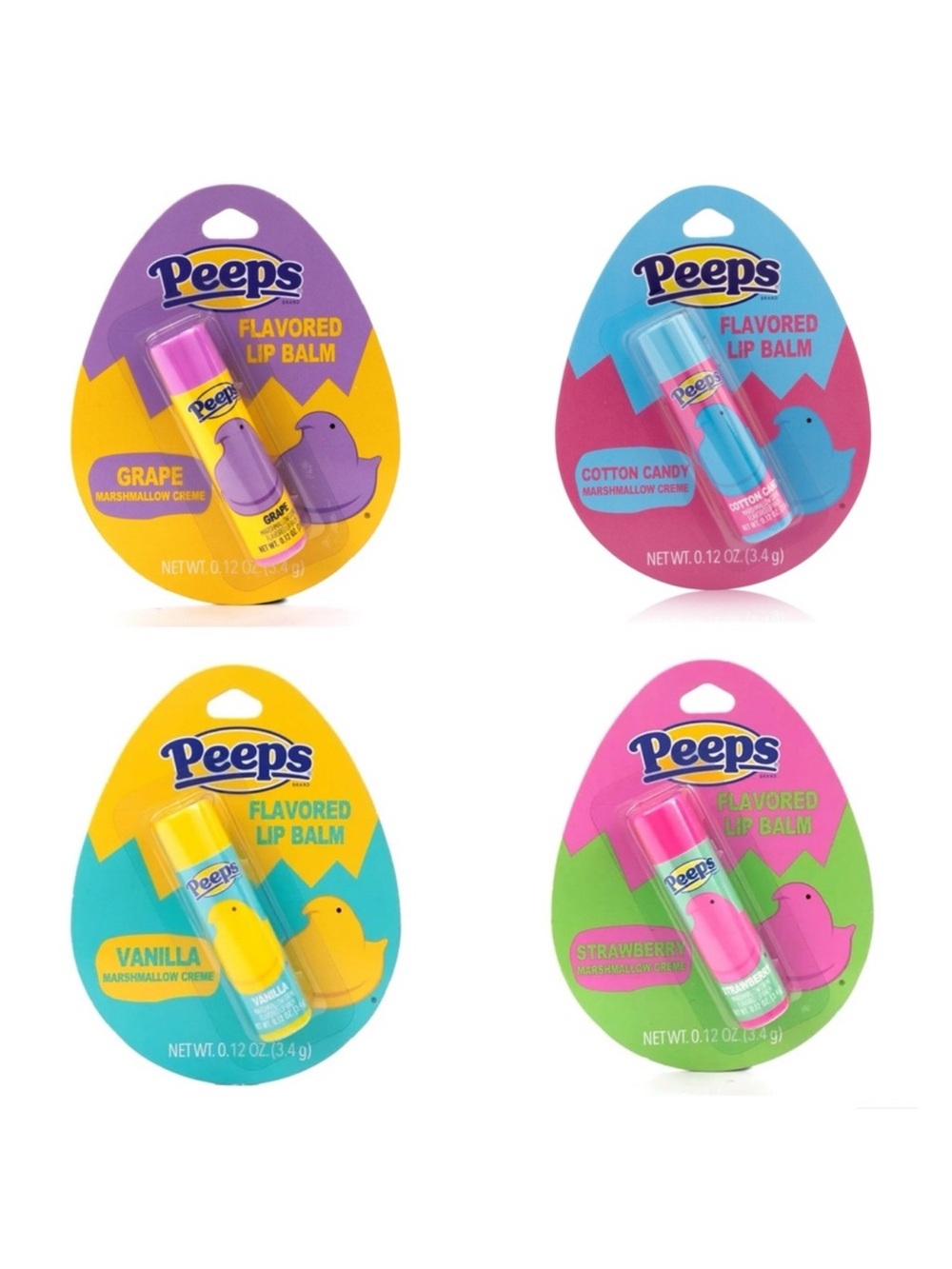 Peeps Flavored Lip Balm Set Assorted Flavors Set of 4